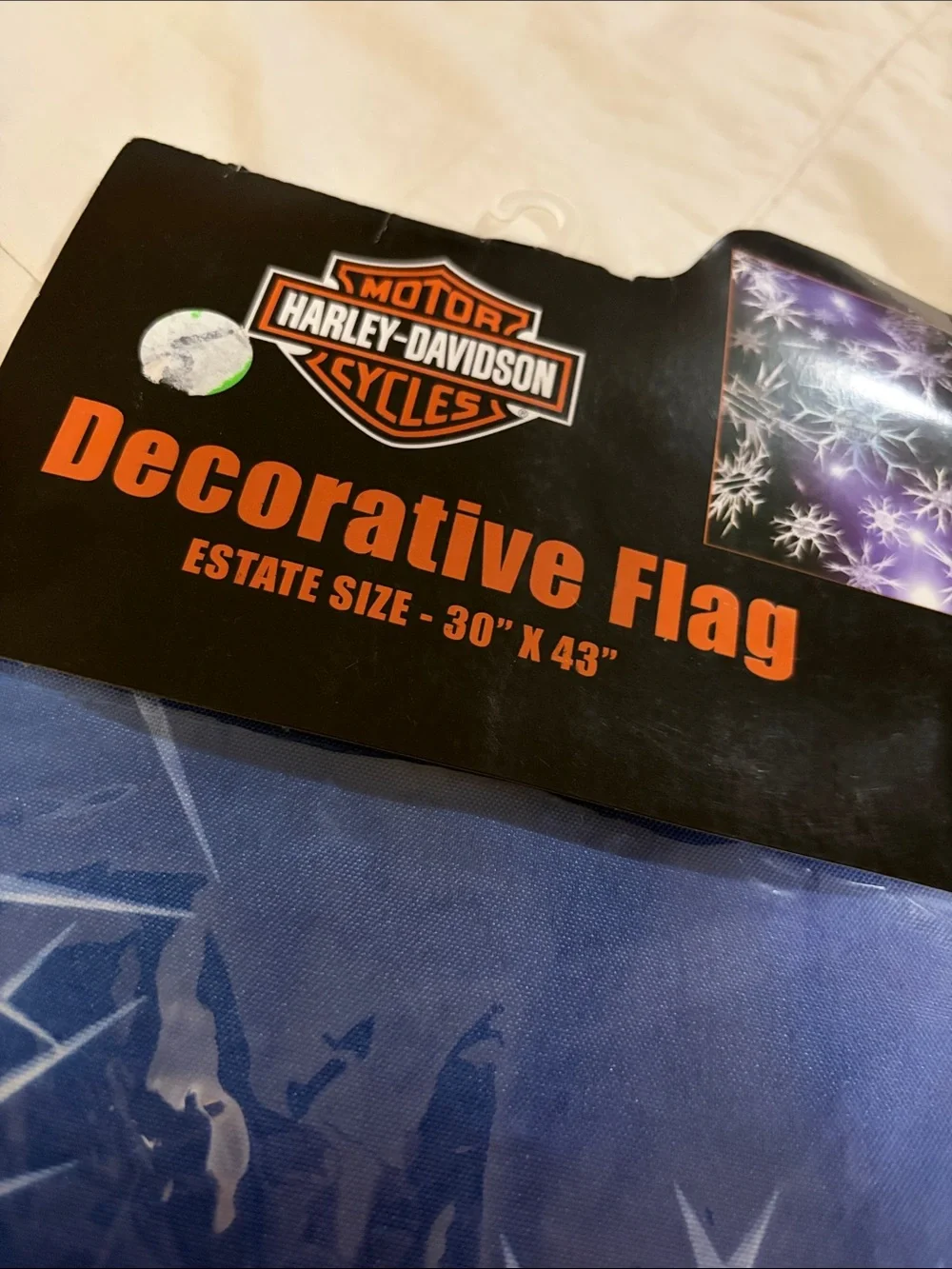 NWT Harley Davidson Decorative Estate Size Winter Snowflake Flag 30